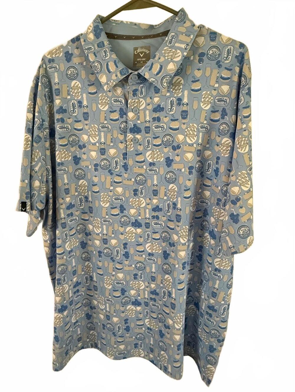 Callaway Opti-Dri XL Blue Patterned Golf Polo Shirt